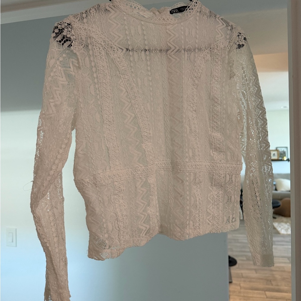 Zara White Lace Blouse